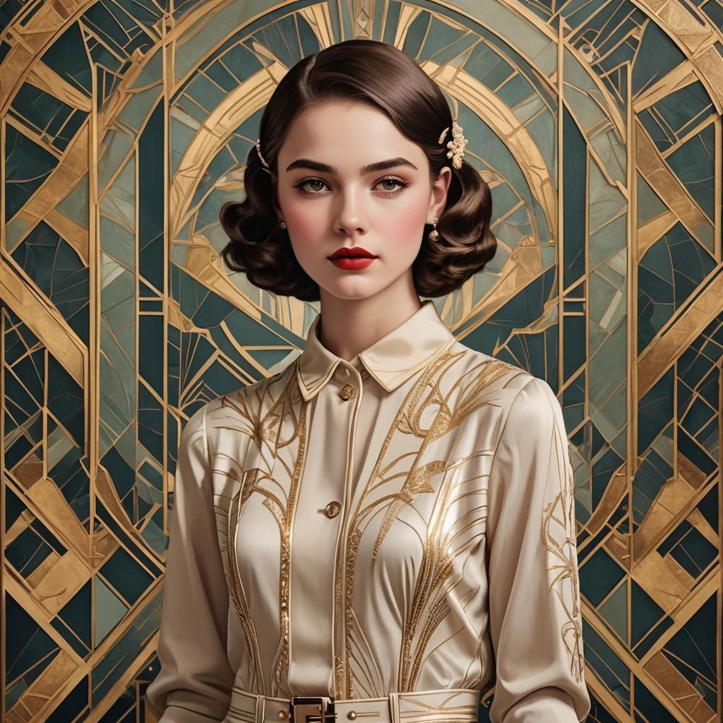 Art Deco Style Portrait of a Teenager