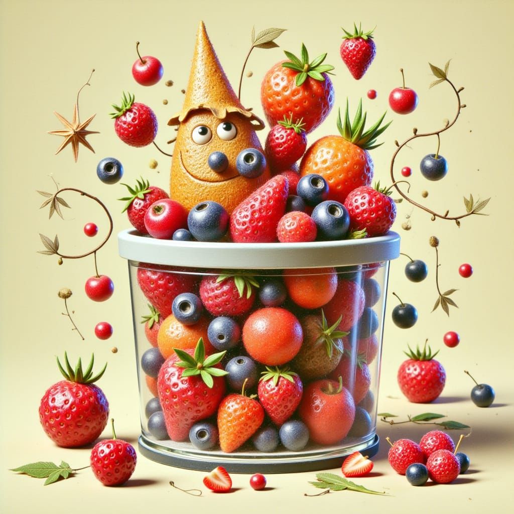 Fluffy Creatures Enjoying Berries