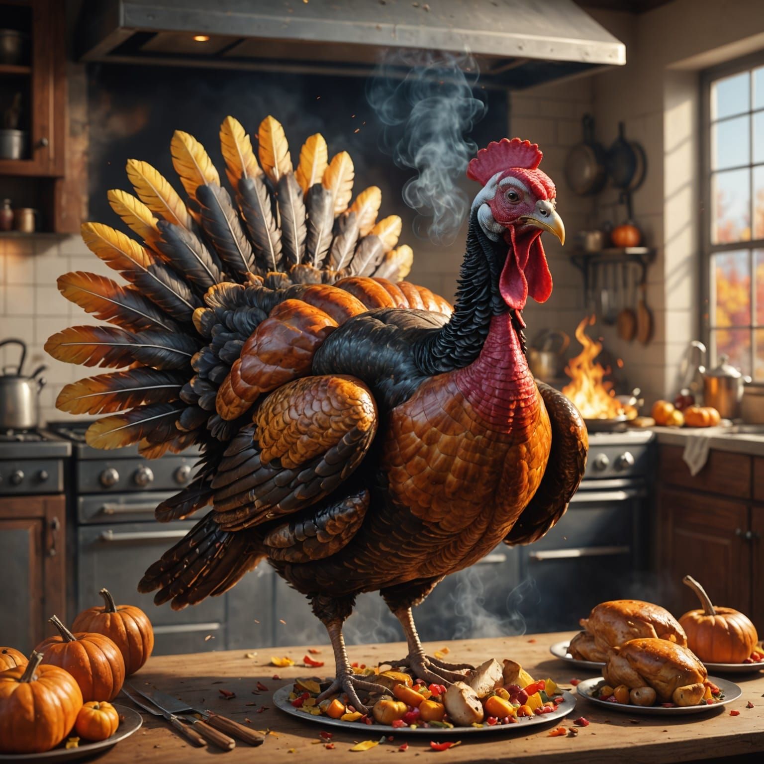 Burning Turkey in Oven: Detailed Character Design