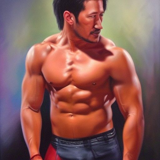 Muscular Man in Oil Painting Style
