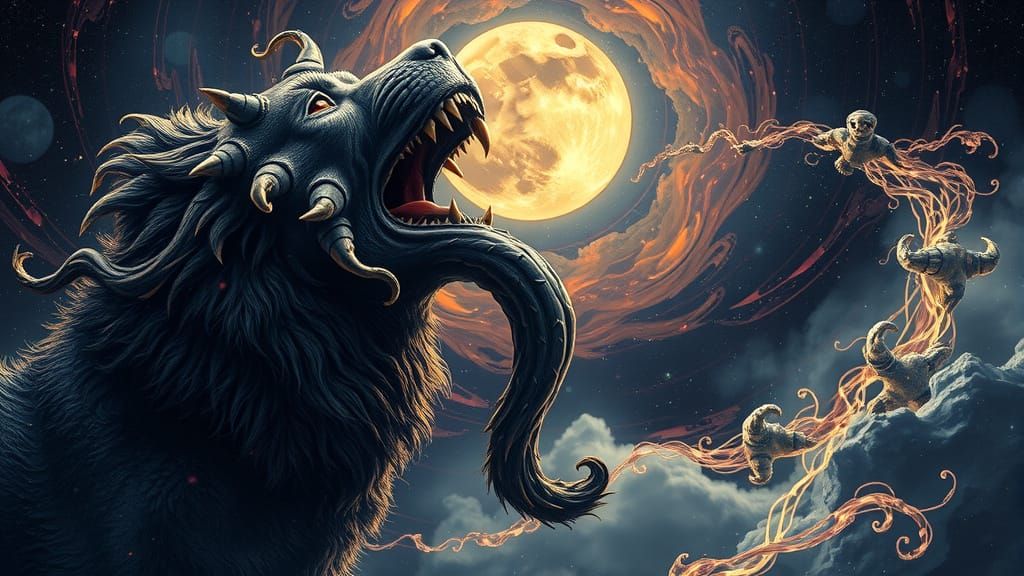 Cosmic Mastiff Howling at Fractured Moon