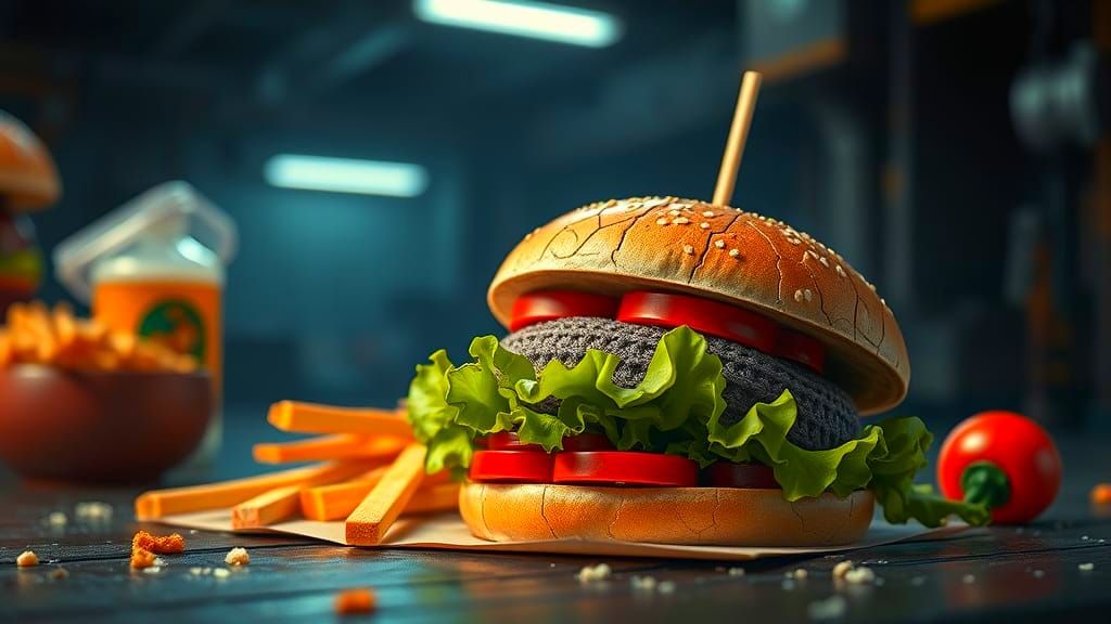 Surreal Fast Food Still Life in Ultra-Realistic Detail