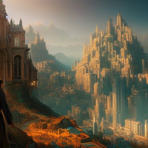 Jesus in Future City: Detailed Matte Painting