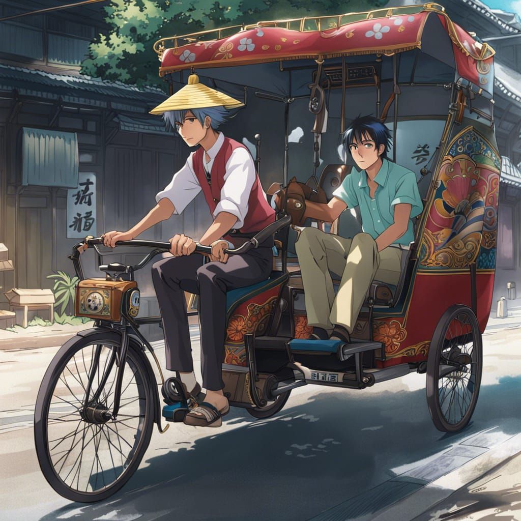Rickshaw Puller in Anime Style
