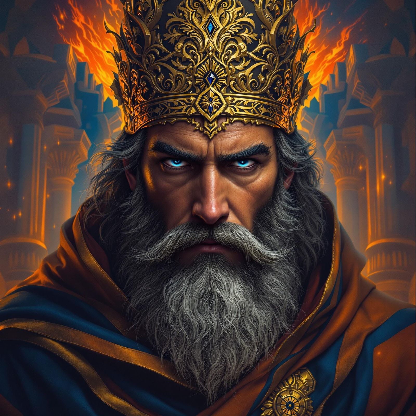 Regal Male Figure in Ancient Architecture