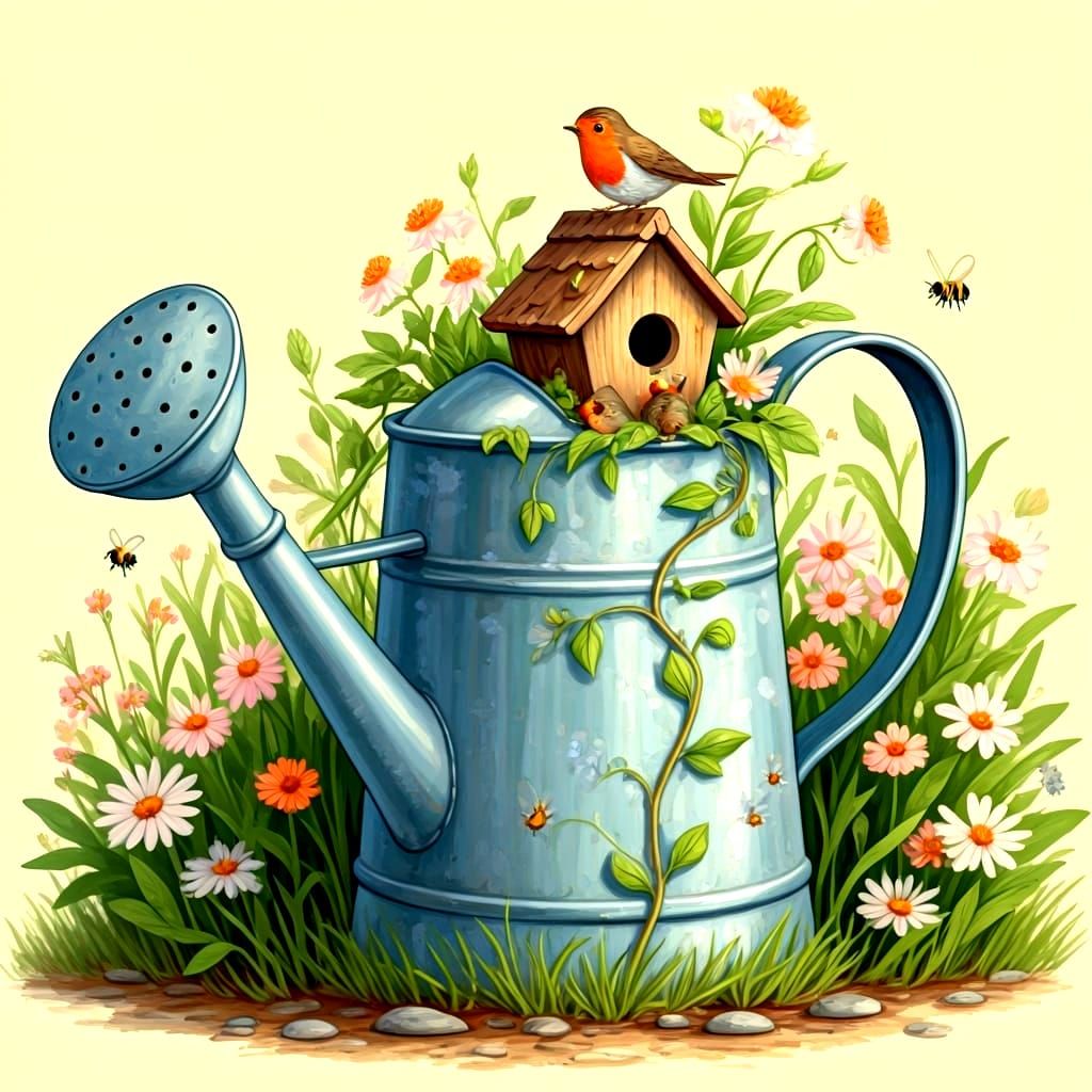 Charming Birdhouse Garden in Storybook Style