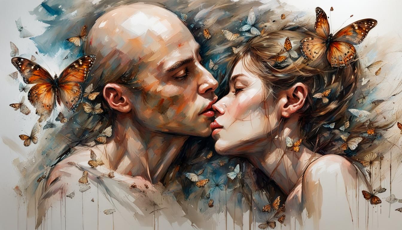 Angelic Embrace in Butterfly Flight