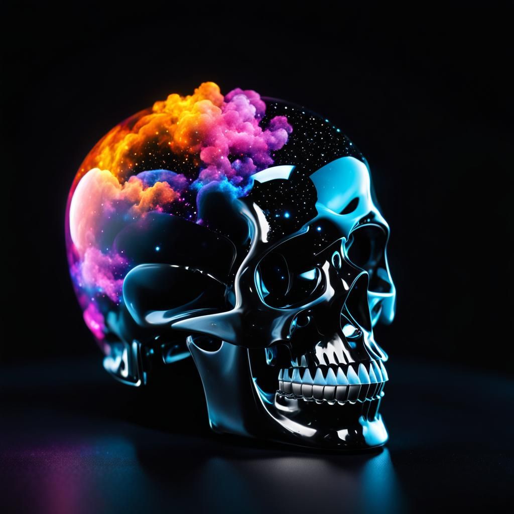 Nebula Crystal Skull Floating in Void
