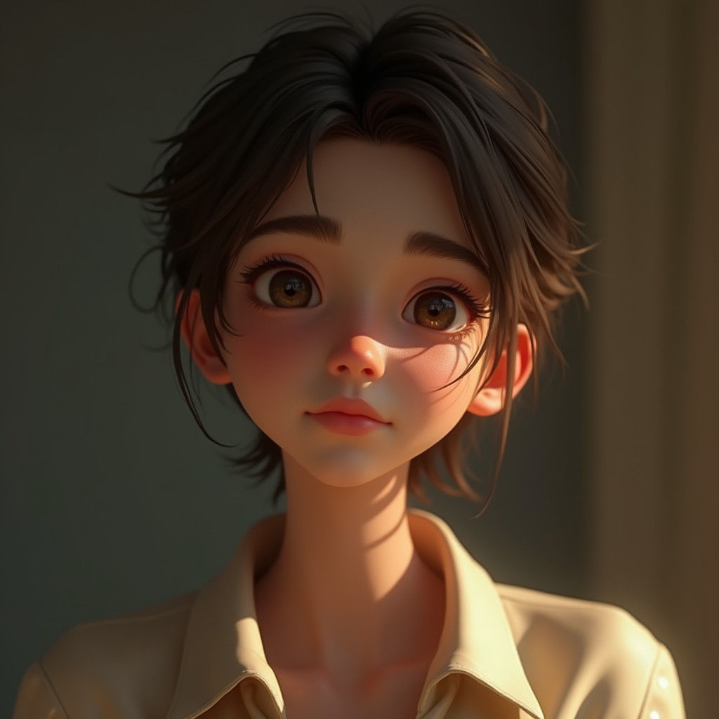 Photorealistic Portrait with Warm Expression and Glowing Ski...