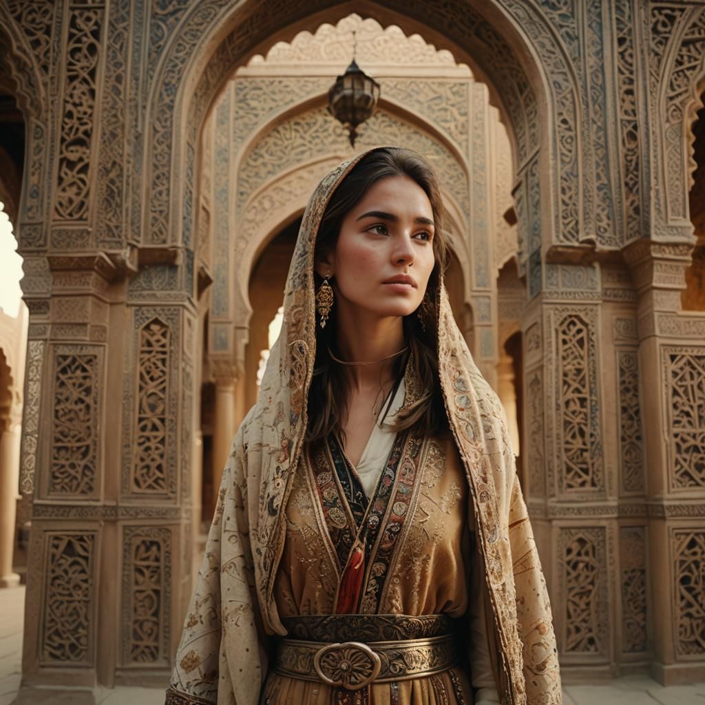 Afghan Woman in Traditional Dress: Cinematic Film Still