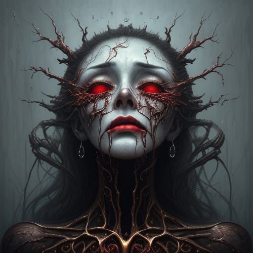 Woman's Agonized Face Shatters Crystal Heart in Distorted Cl...