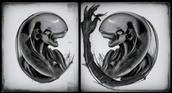 Abstract Xyloid Xenomorph X-Ray AI Art