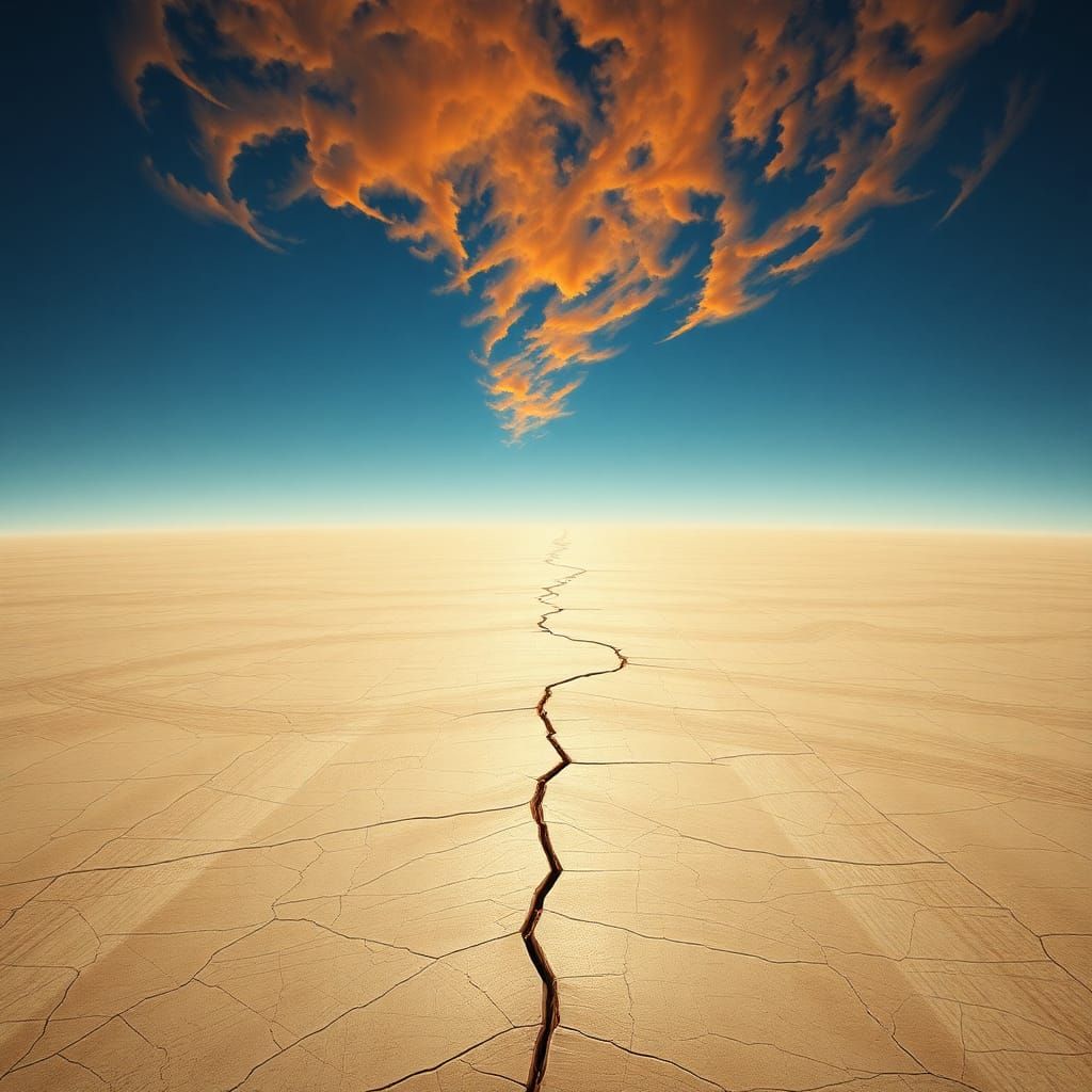 Endless Flat Earth Plate in Surrealist Style