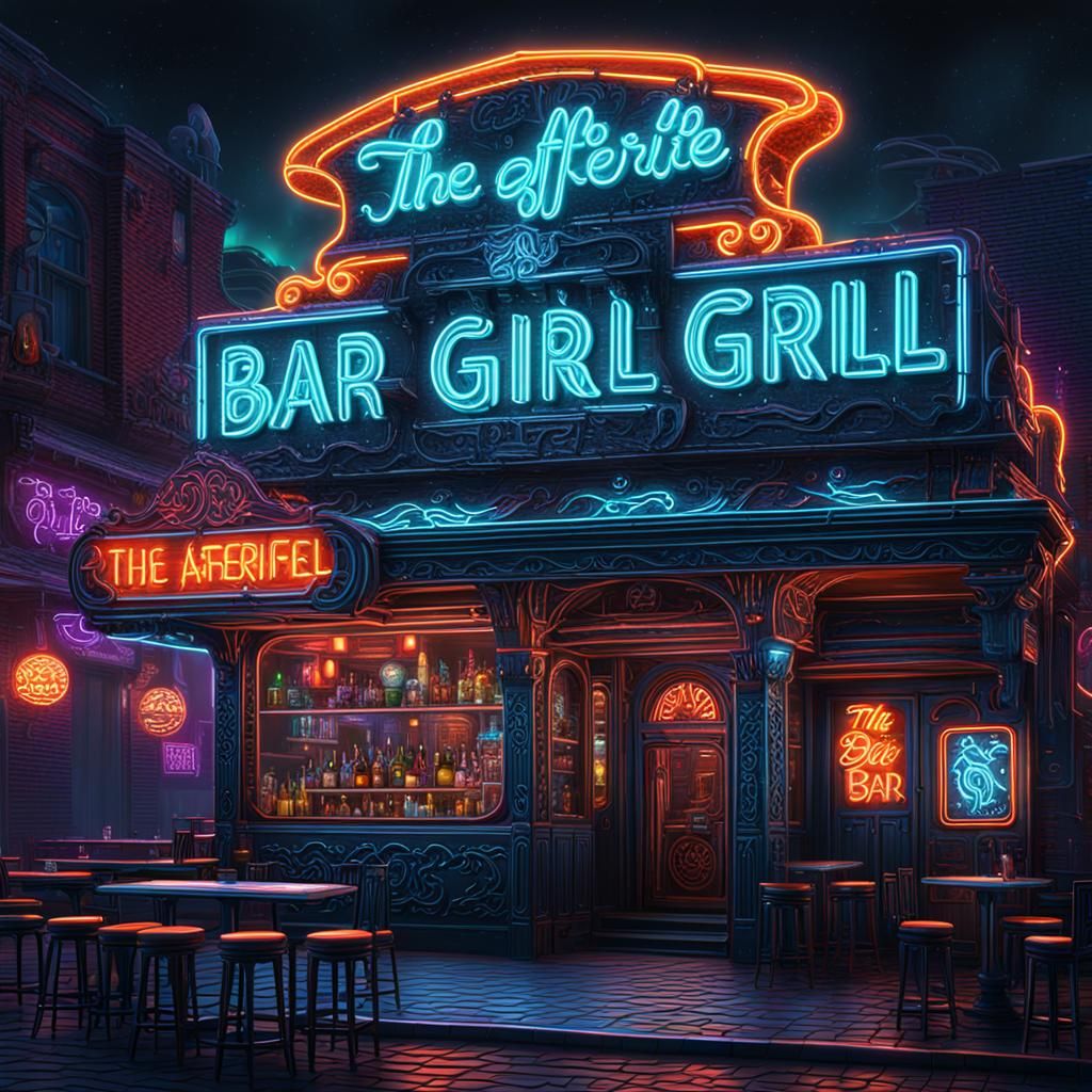Afterlife Bar & Grill in Detailed Matte Painting Style