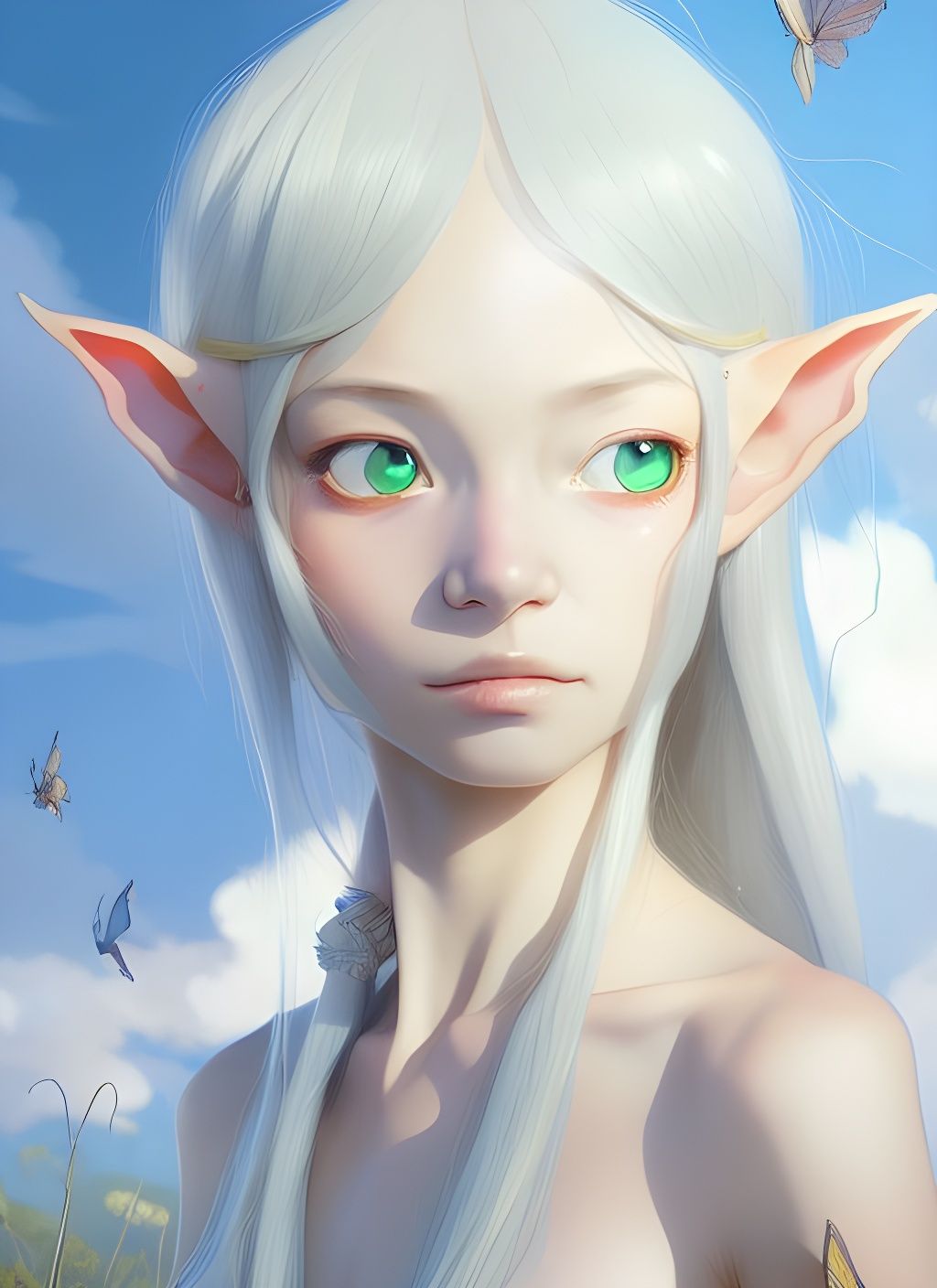 Beautiful Elf Girl Portrait in Digital Art Style