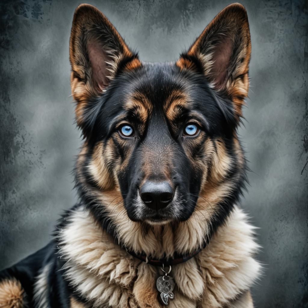 Hyperrealistic Portrait of a Husky German Shepherd Mix