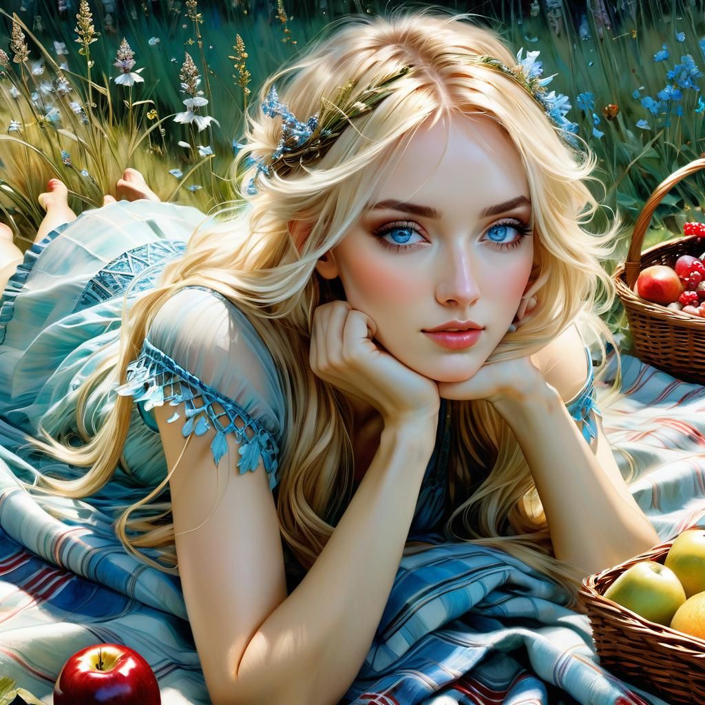 Fairytale Picnic Scene in Anime Style