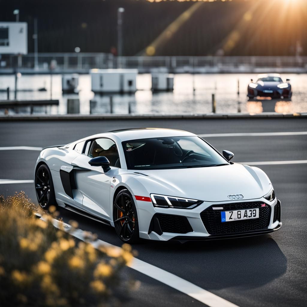 Audi R8 and Corvette at Space Gas Station