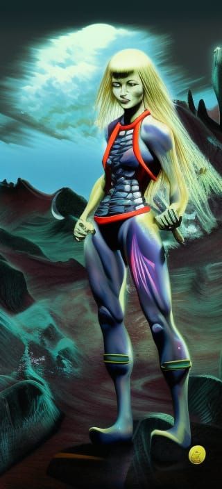 Fire Goddess in Grotesque Manga Style