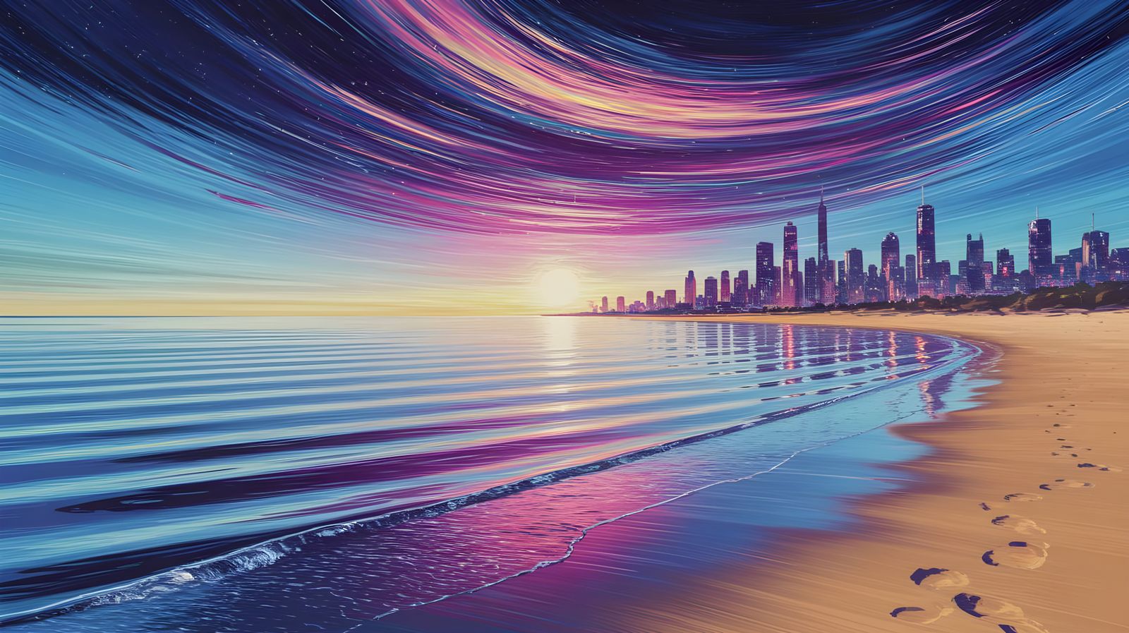 Ethereal Beachscape with Celestial Nightmares