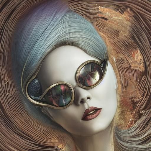 Snail-Human Hybrid Woman with Goggles in Digital Art