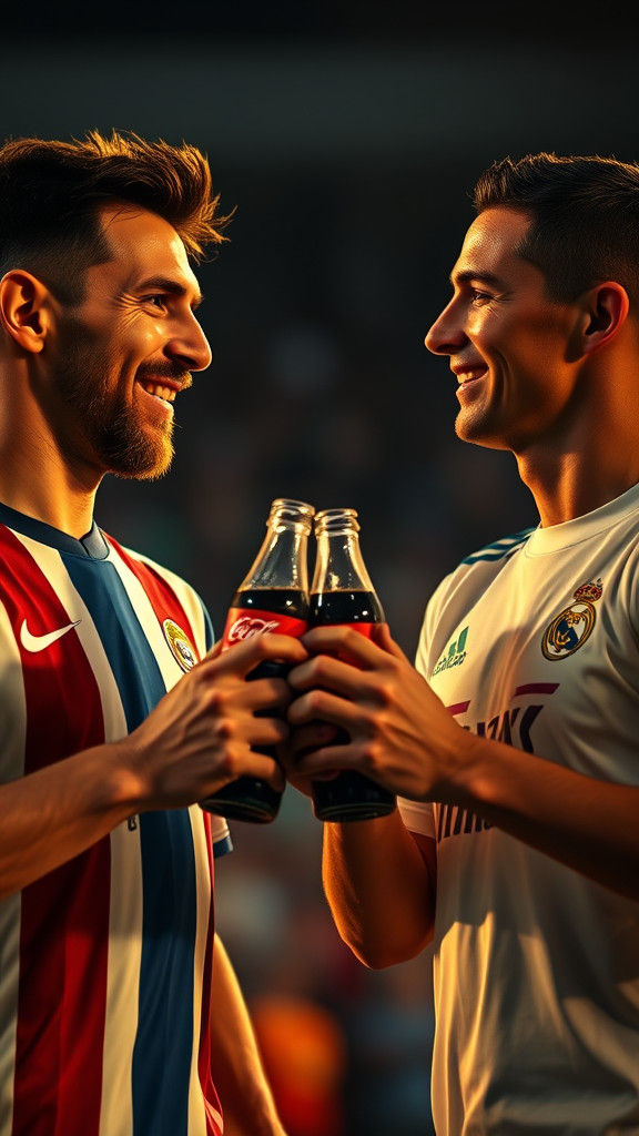 Messi and Ronaldo Share Coke, Cinematic Film Still