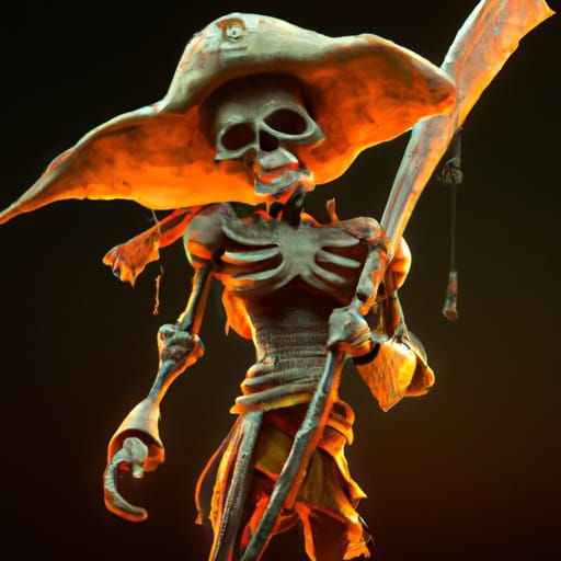 Pirate Skeleton with Rusty Sword: Fantasy Concept Art