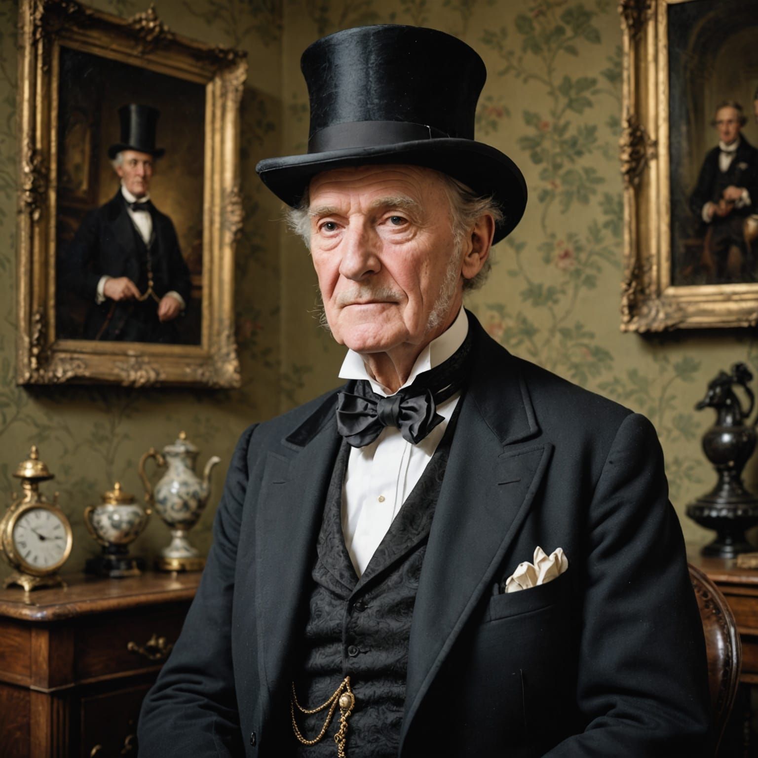 Old Gentleman with Antique English Top Hat