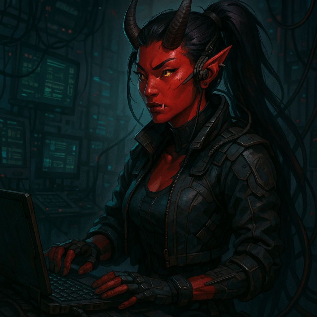 Shadowrun Oni Decker in Cyberpunk Style