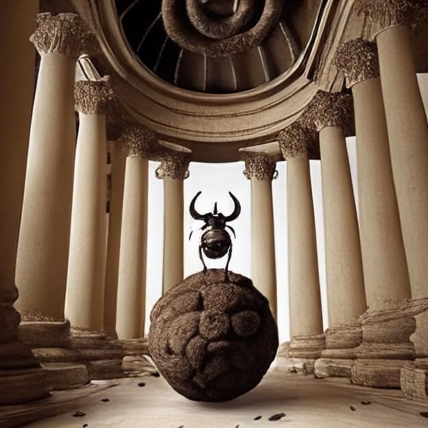 Beetle God Worship: Rococo Neoclassical Oil Painting