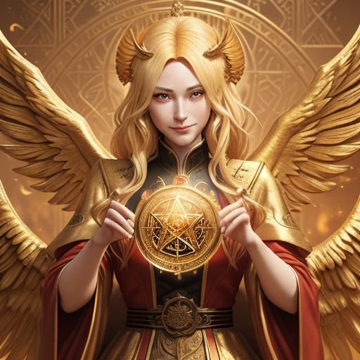 Tarot Reader with Phoenix Coin: Vibrant Anime Art