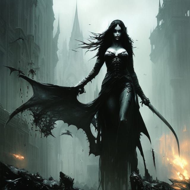 Gothic Dragon Queen Goddess in Dieselpunk Style