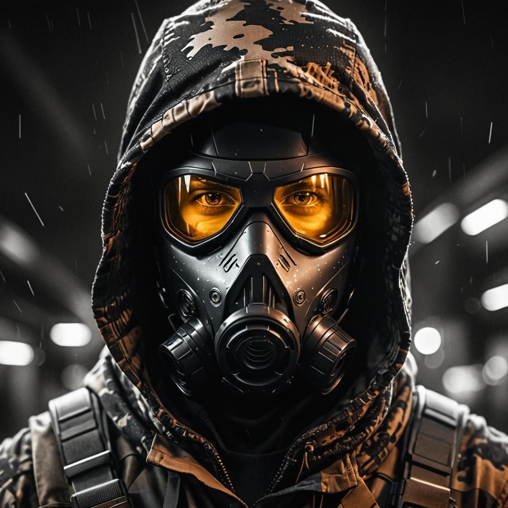 Futuristic Soldier in Night Vision: 3D Portrait