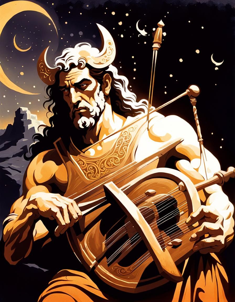 Orpheus Playing Lyre in Frank Frazetta Style