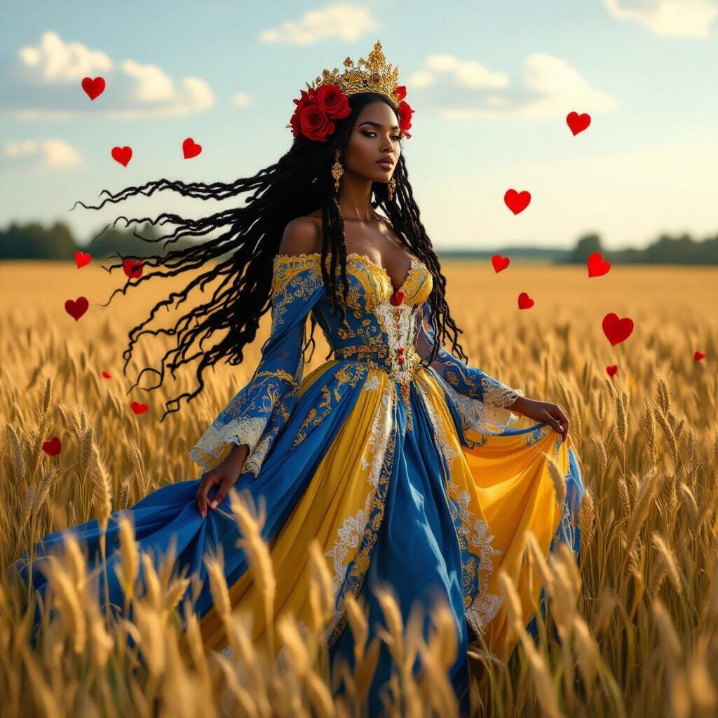 Black Woman in Wheat Field: Hyperrealistic Fantasy Portrait
