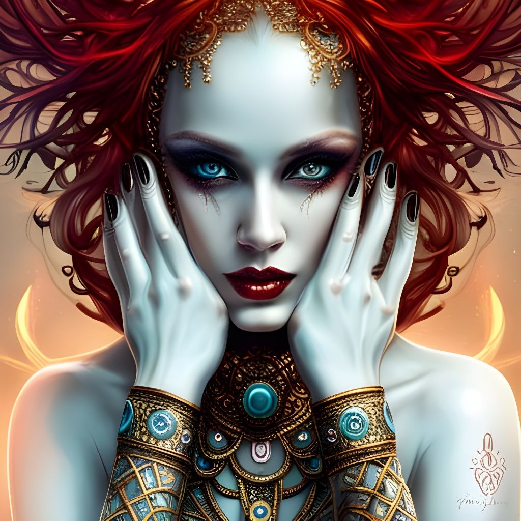 Gothic Porcelain Alien with Intricate Details