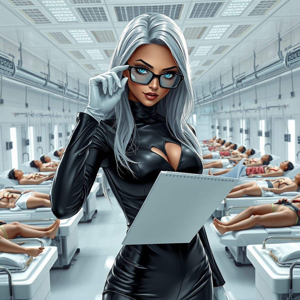 Futuristic Lab Autopsy: Femme Fatale in 3D Anime Style