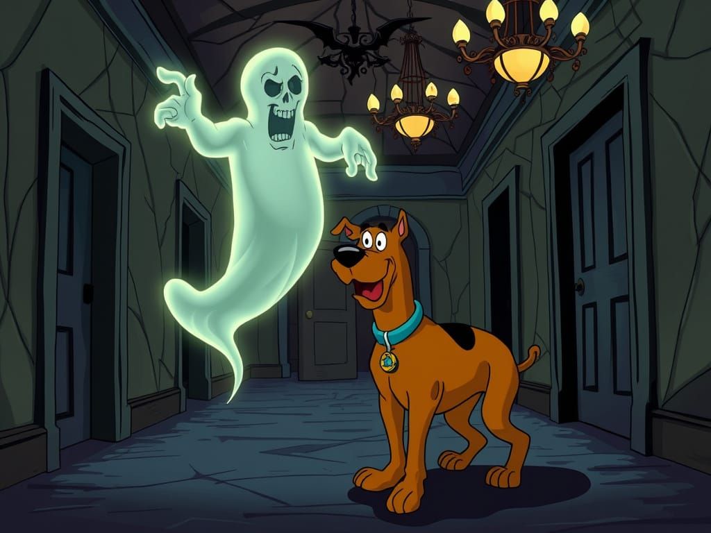 Mysterious Ghost Haunts Scooby Doo in a Haunted Mansion Cart...
