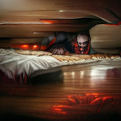 Sinister Baker Under Bed, Digital Art