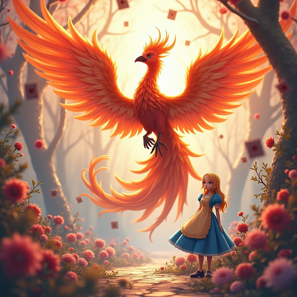 Phoenix and Alice in Wonderland, Anime Art