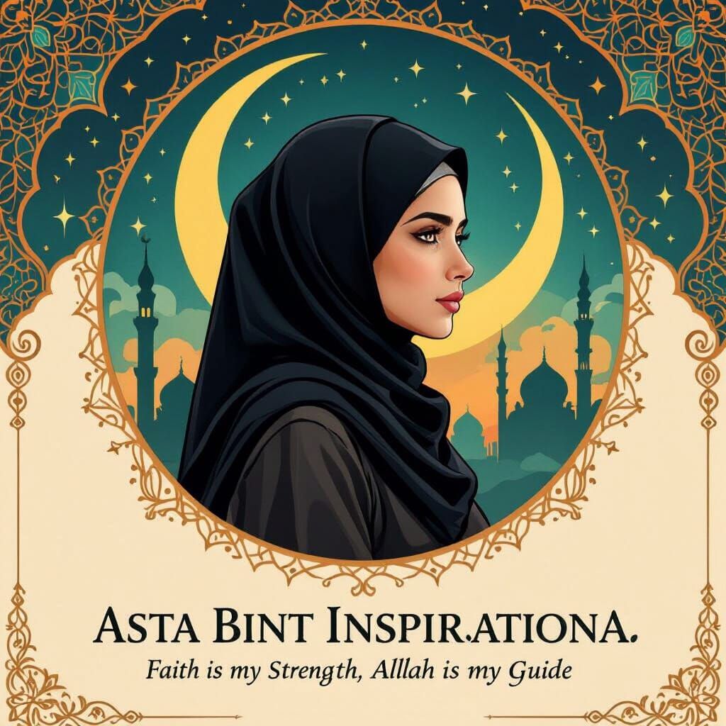 Cat in Islamic Digital Painting with Arabic Patterns