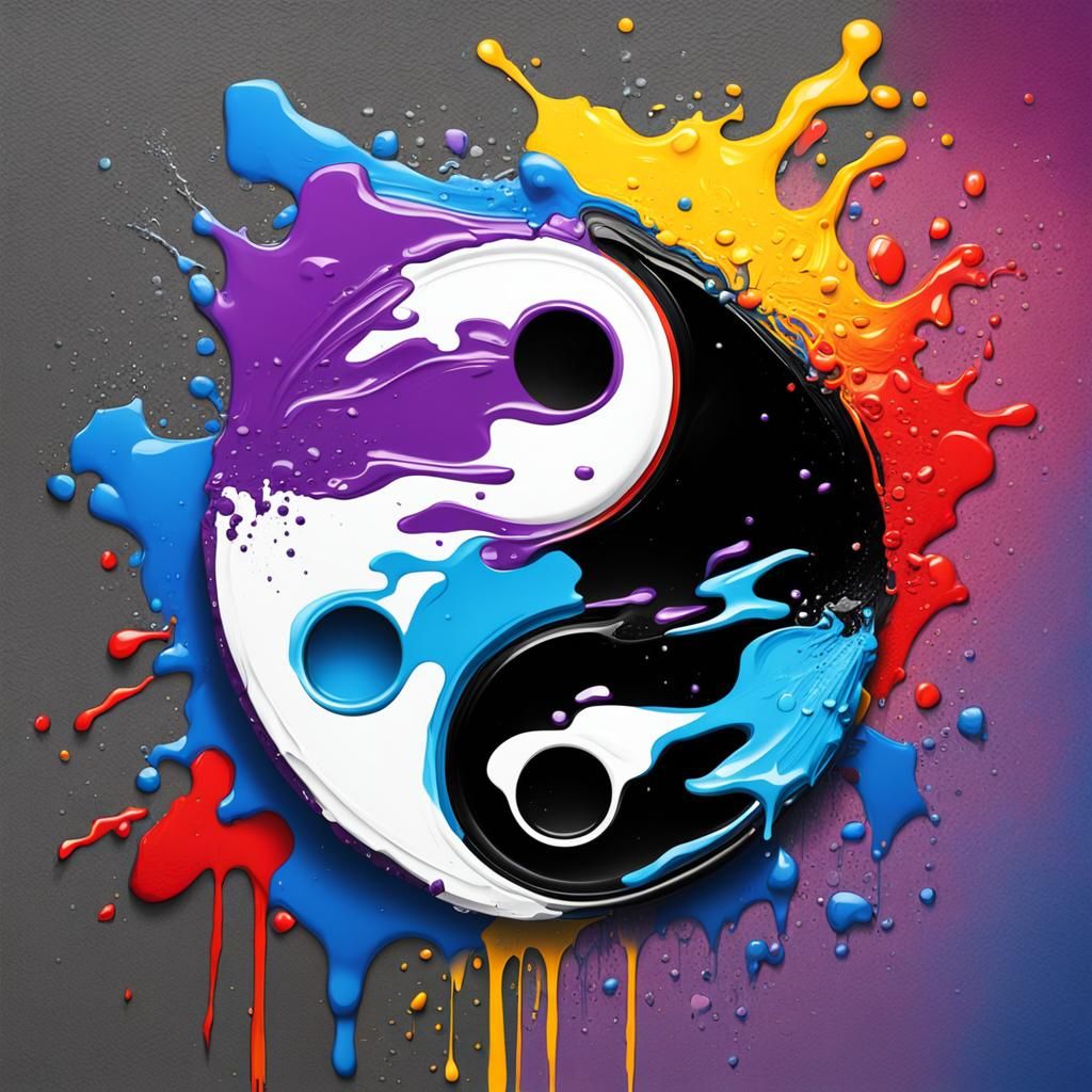 Yin Yang Symbol in Graffiti Splash Art