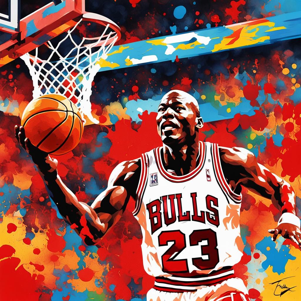 Basketball legend Micheal Jordan, chicago bulls #23, 6' 6" flying man, fire sauce