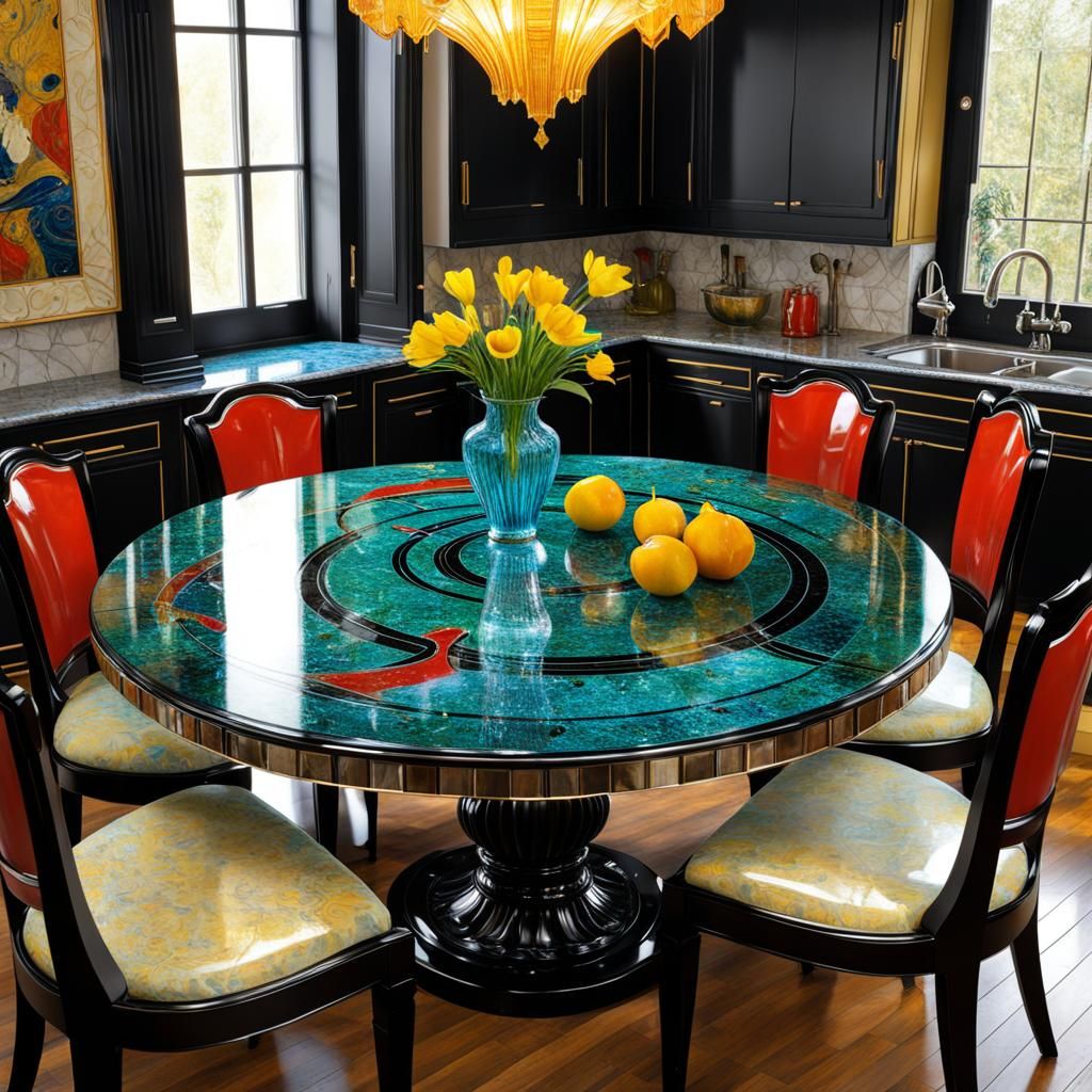Kitchen Table in Art Deco and Art Nouveau Style