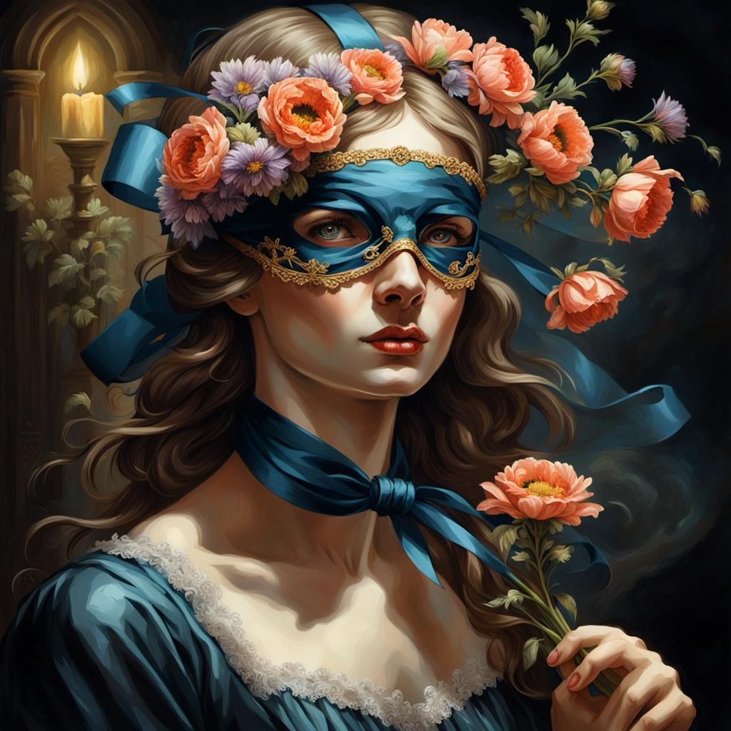 Burton-esque Portrait of Woman with Flowers