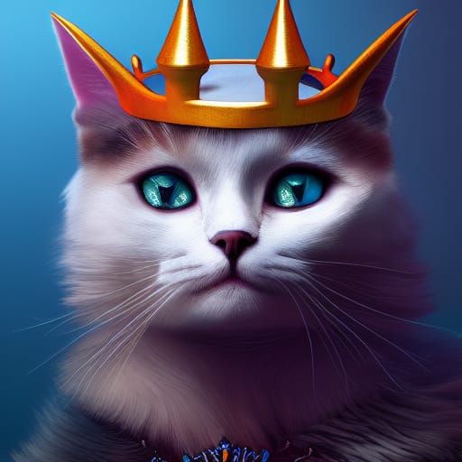 Crowned Cat: Detailed Matte Painting in Fantasy Style