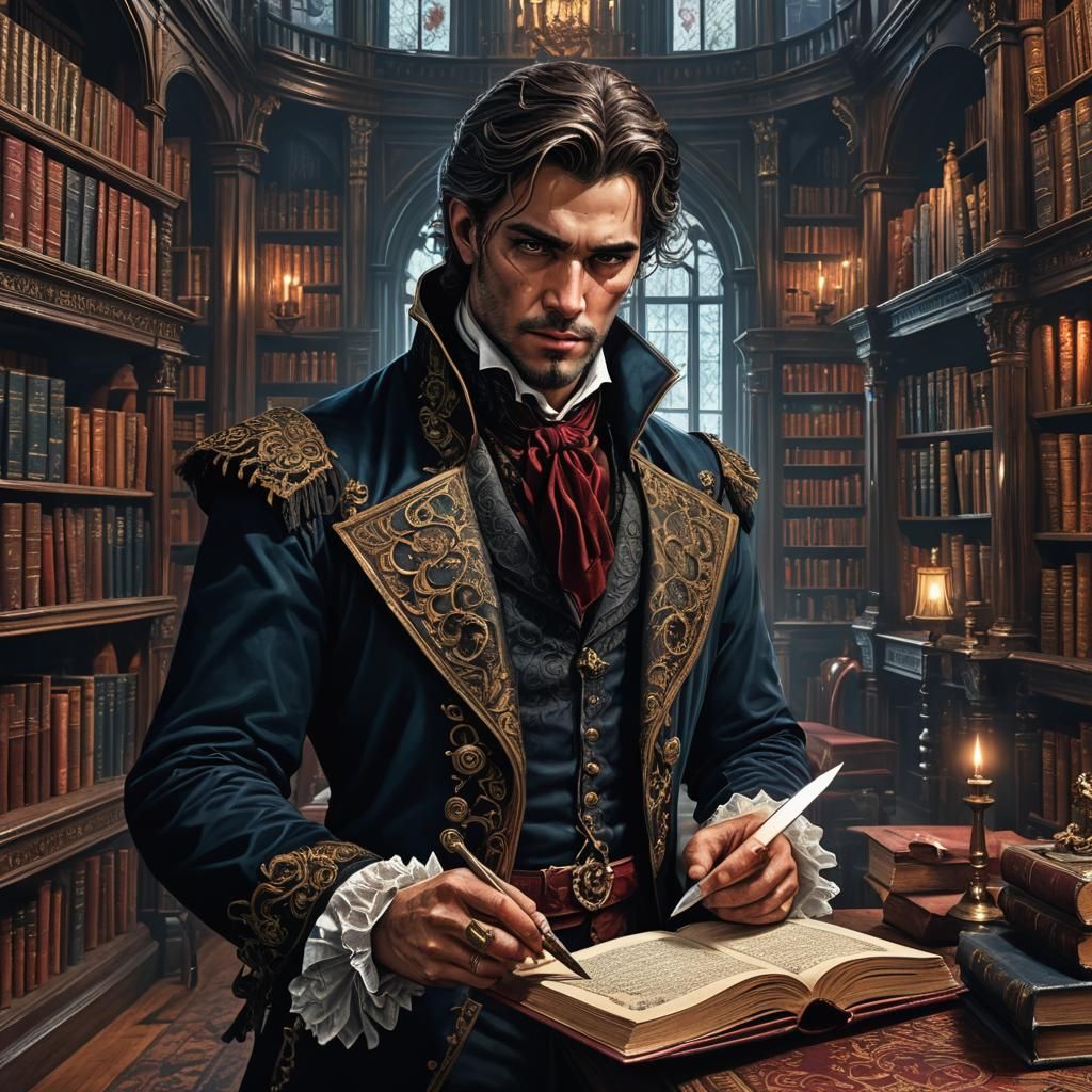 Dark Aristocrat in Victorian Library Concept Art