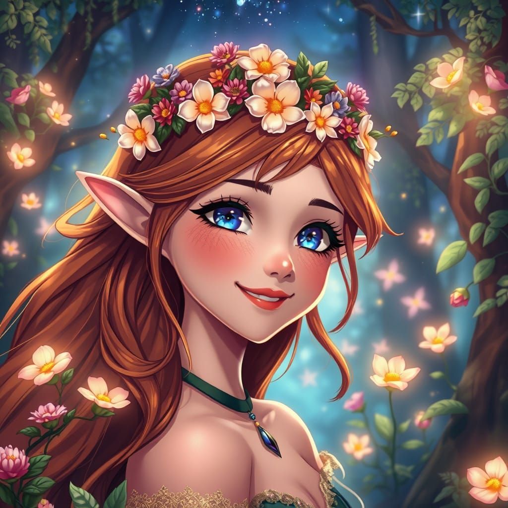 Anime-Inspired Fantasy Princess in a Vibrant Forest