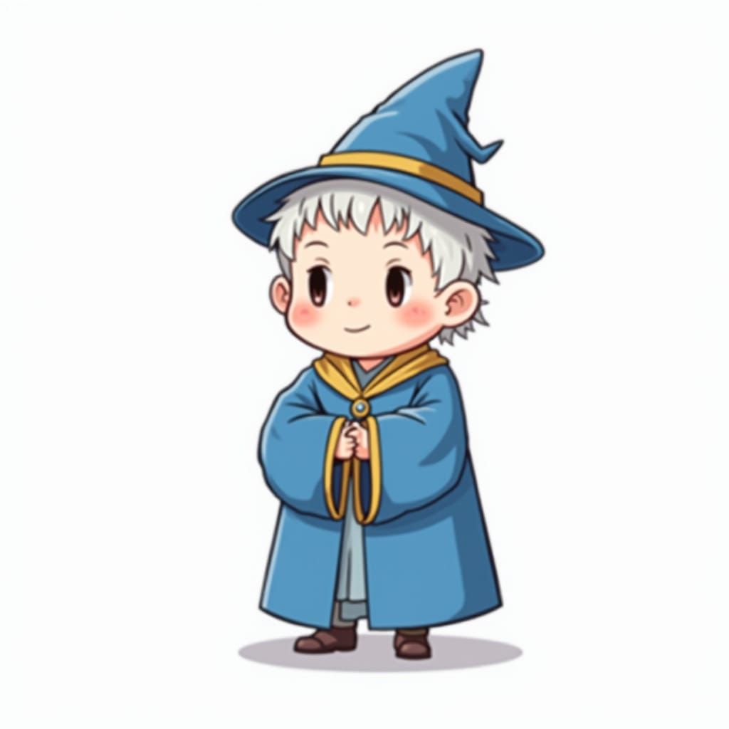 Chibi Mage Game Sprite in Cartoon Style