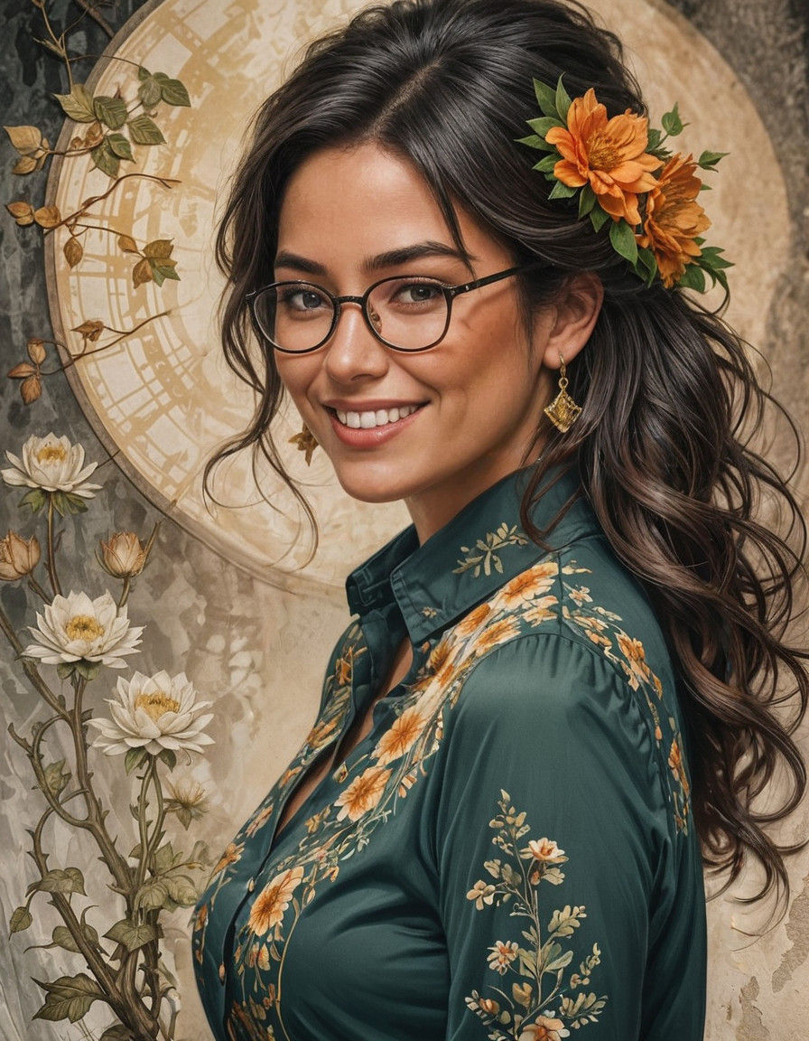 Confident Curvy Young Woman with Glasses and Big Smile